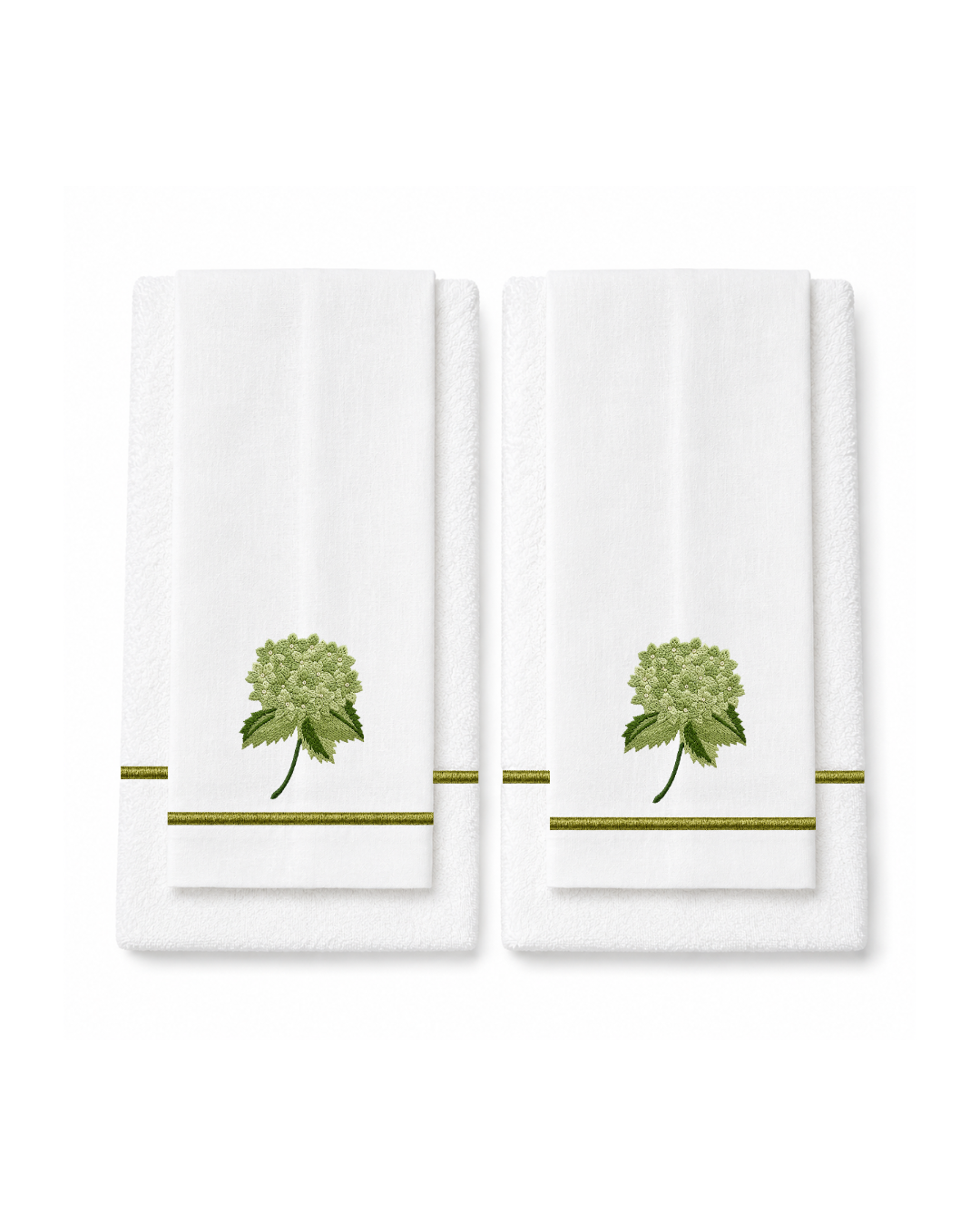 Bordado de Hortensia Verde Olivo