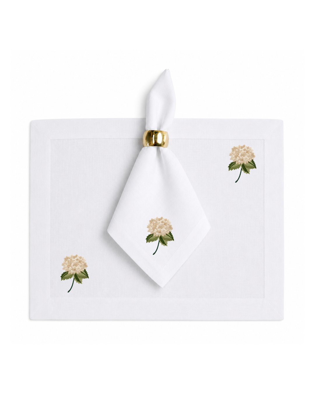 Bordado de Hortensia Beige