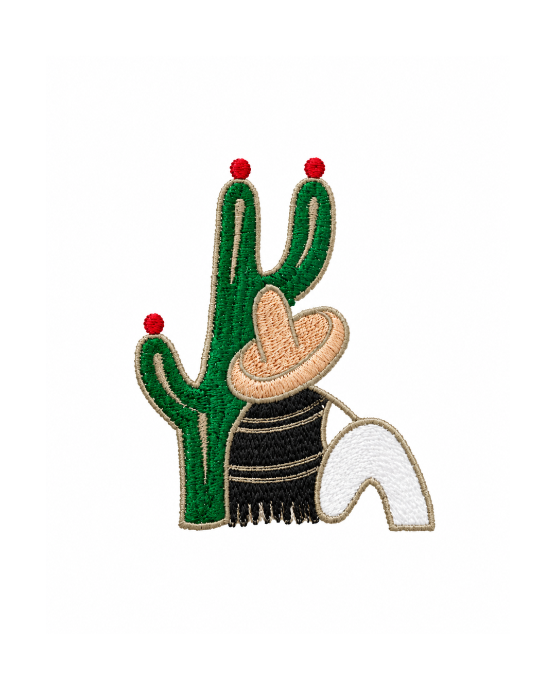 Bordado de Campesino con nopal l Negro