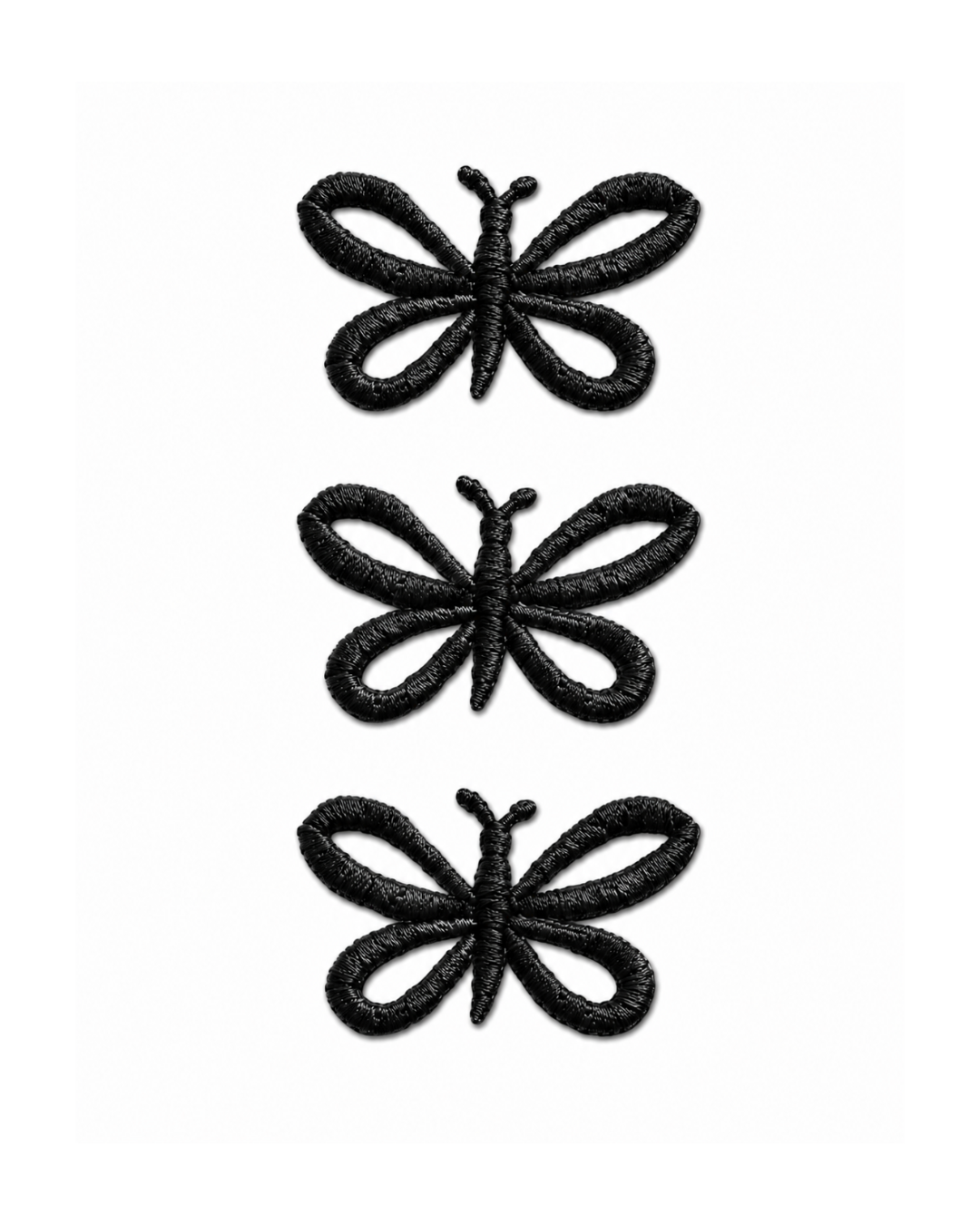 Bordado de Mariposas delgadas negras