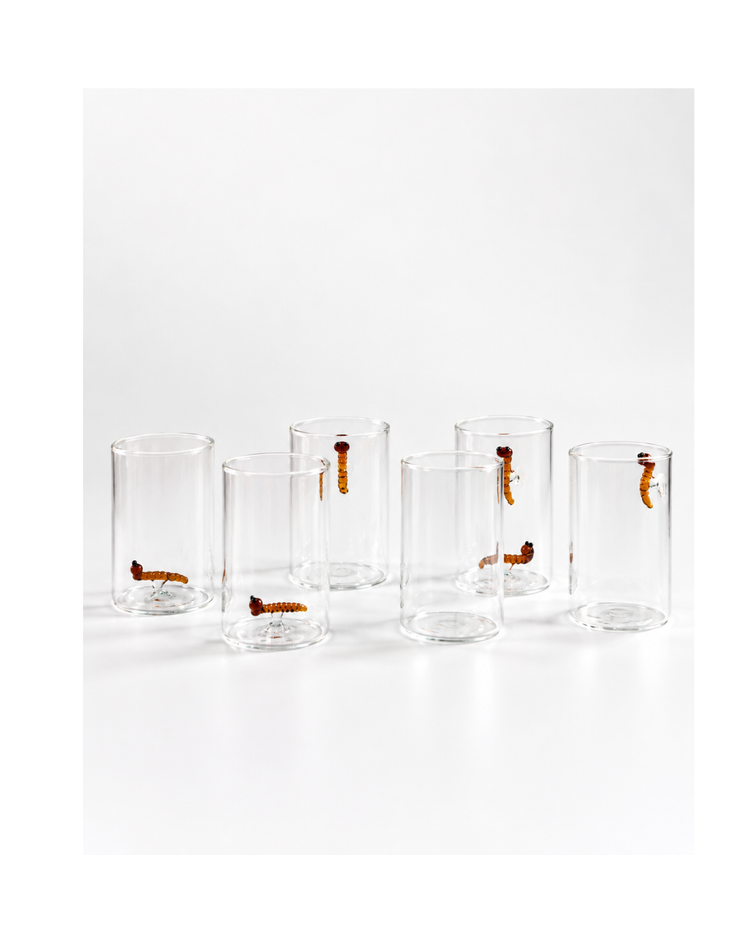 Set de 6 vasos Tequileros de cristal l Gusano