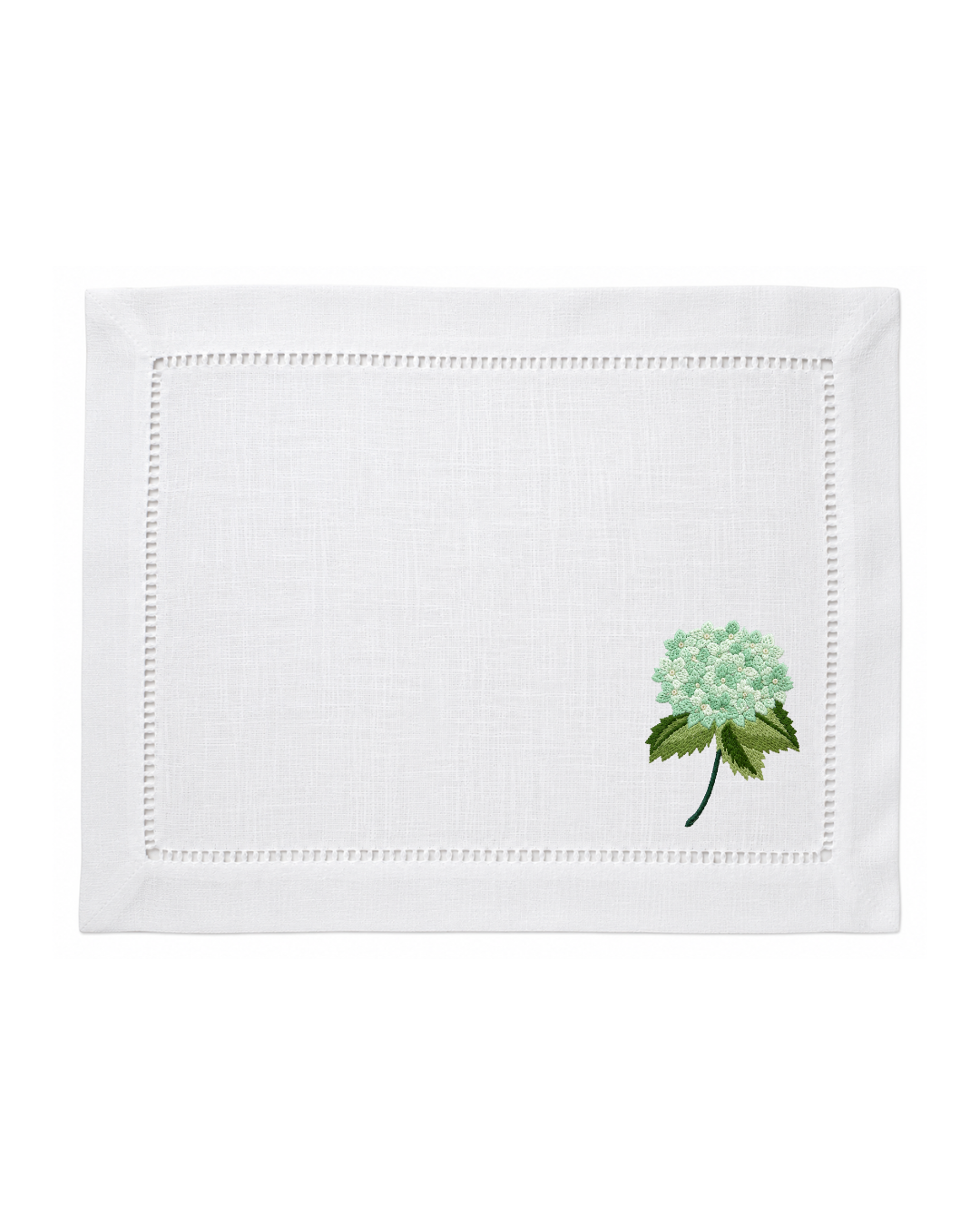 Bordado de Hortensia Verde Menta