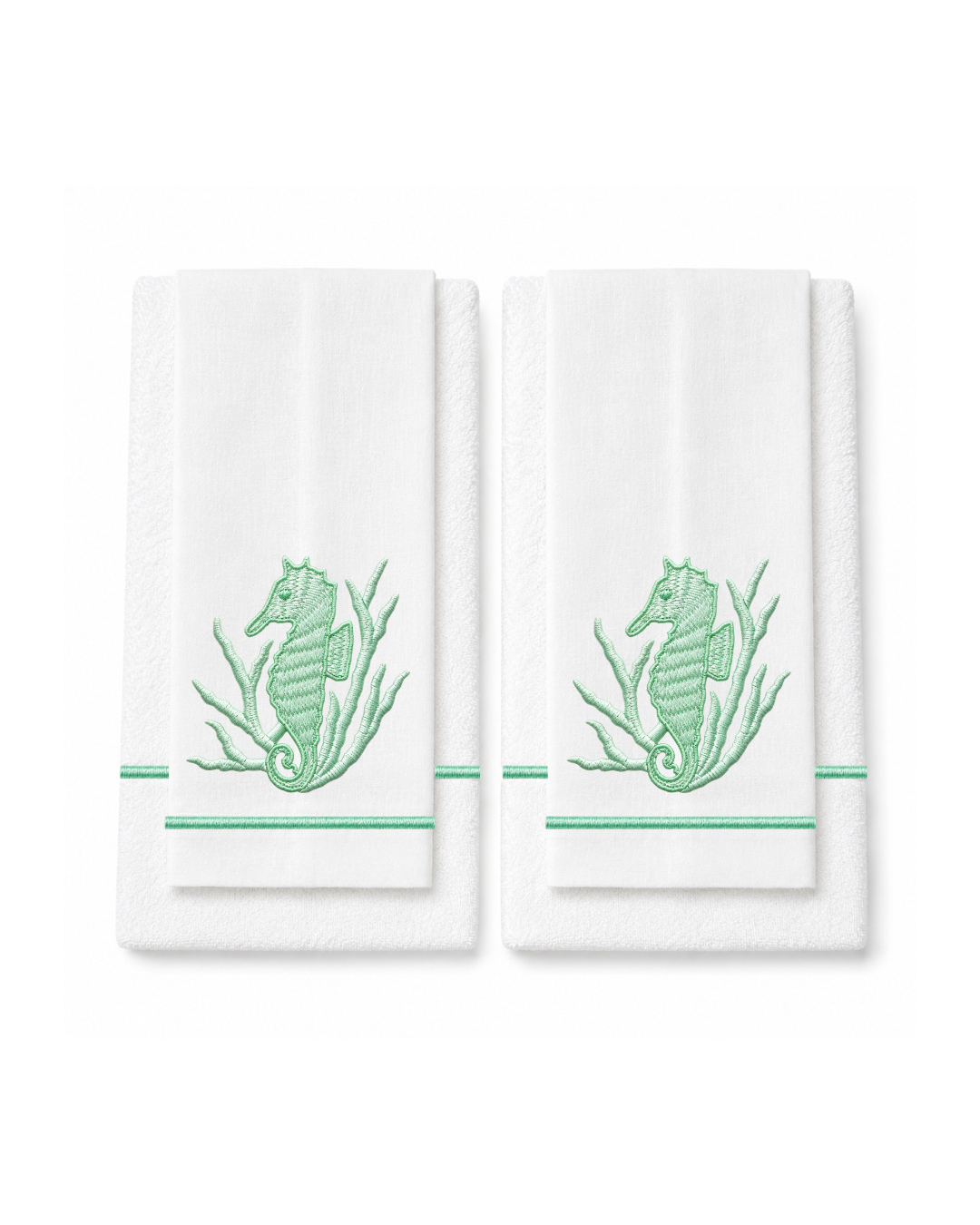 Bordado de Caballito de Mar | Verde Menta