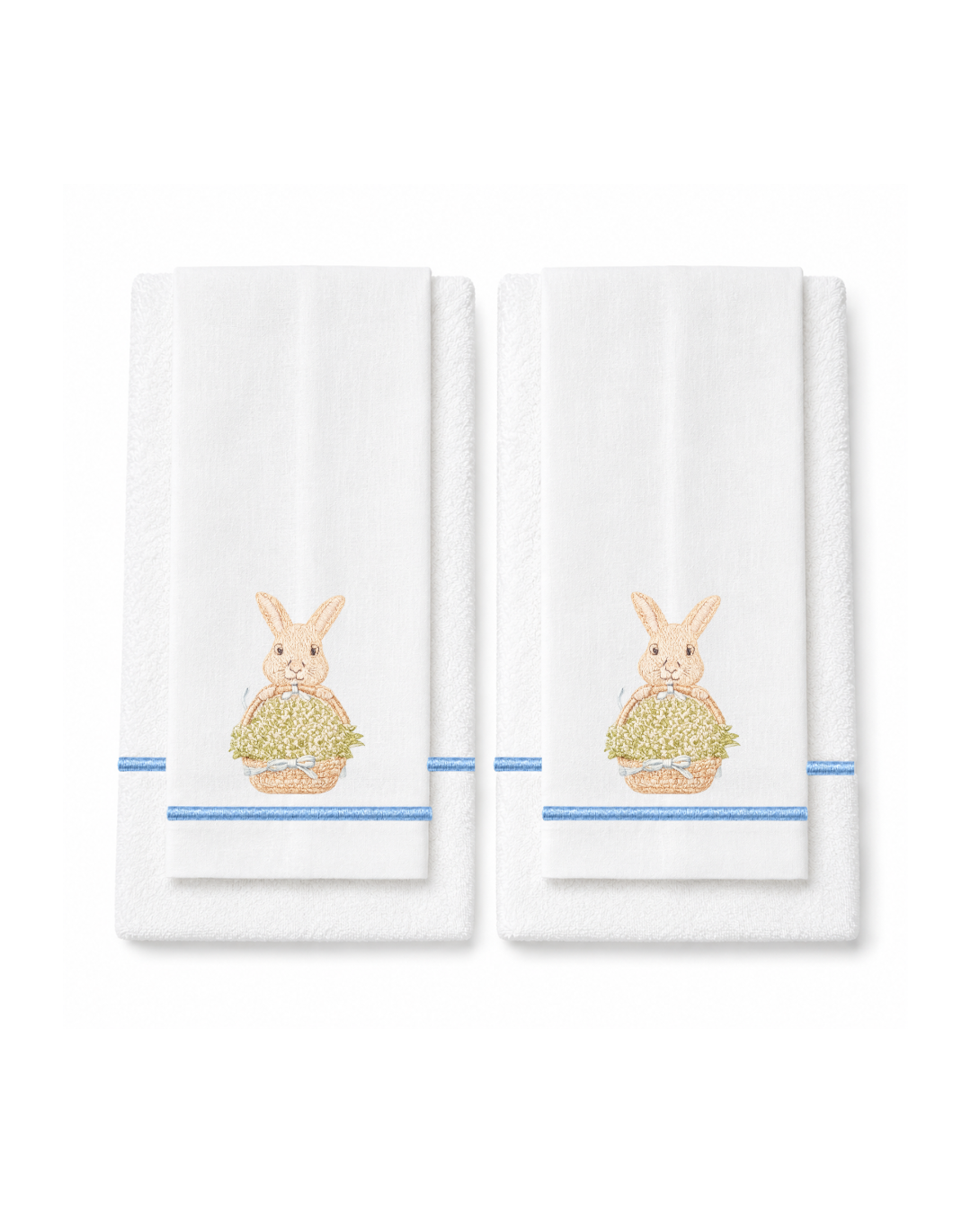 Bordado de Conejo con canasta l Beige