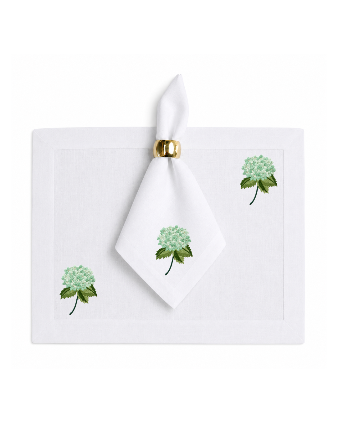 Bordado de Hortensia Verde Menta