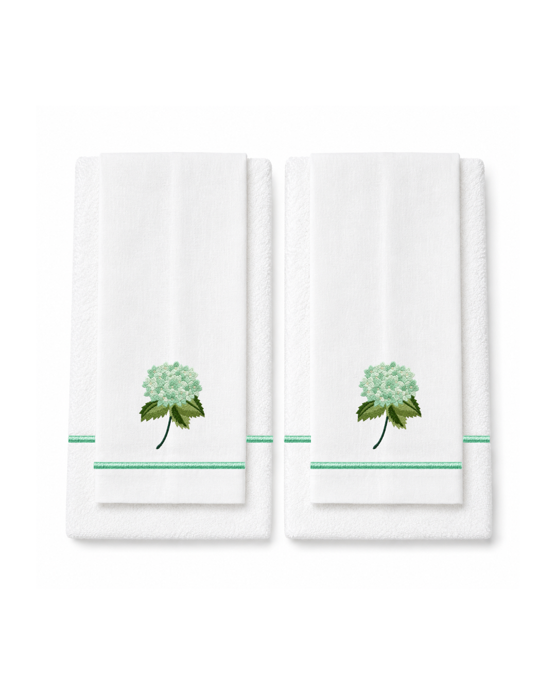 Bordado de Hortensia Verde Menta