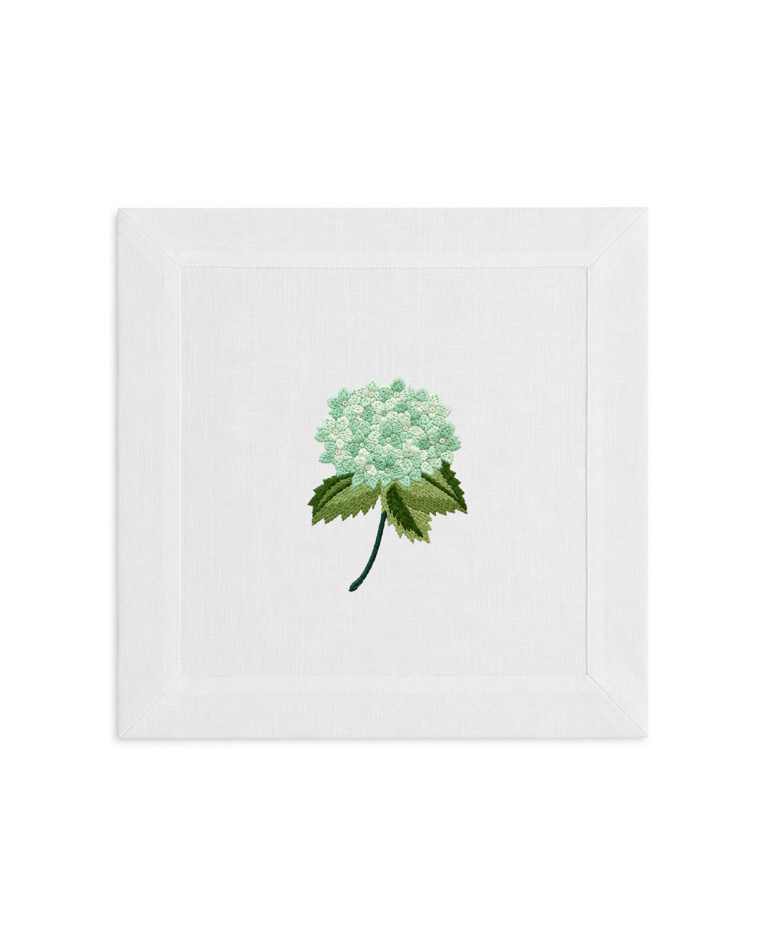 Bordado de Hortensia Verde Menta