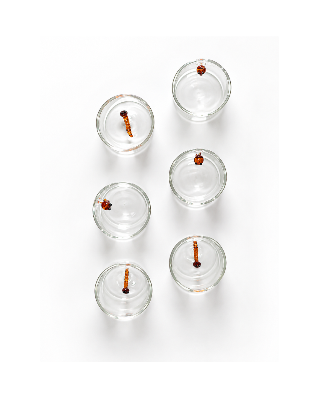 Set de 6 vasos Tequileros de cristal l Gusano