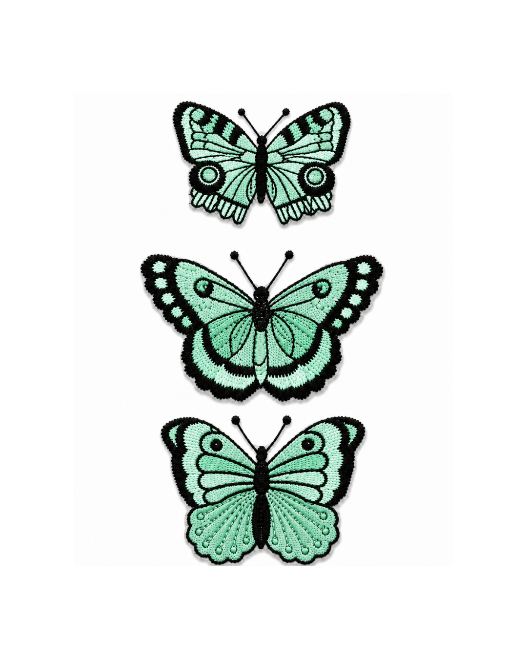 Bordado de Mariposas Verde Menta