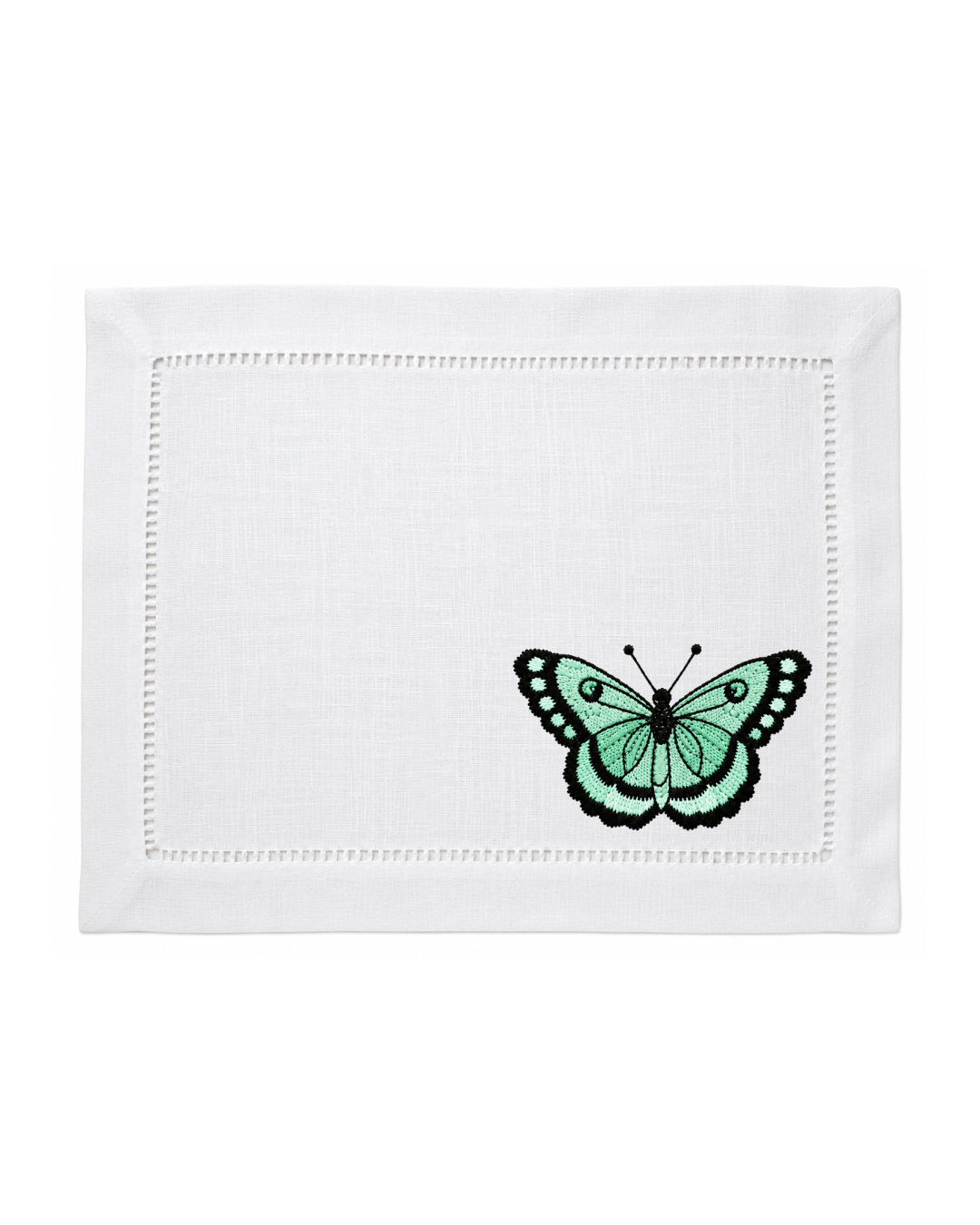 Bordado de Mariposas Verde Menta