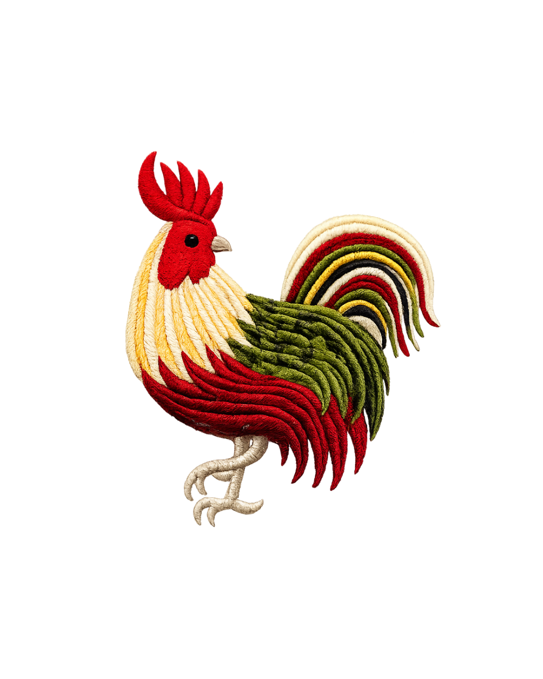 Bordado de Gallo l Café y Verde