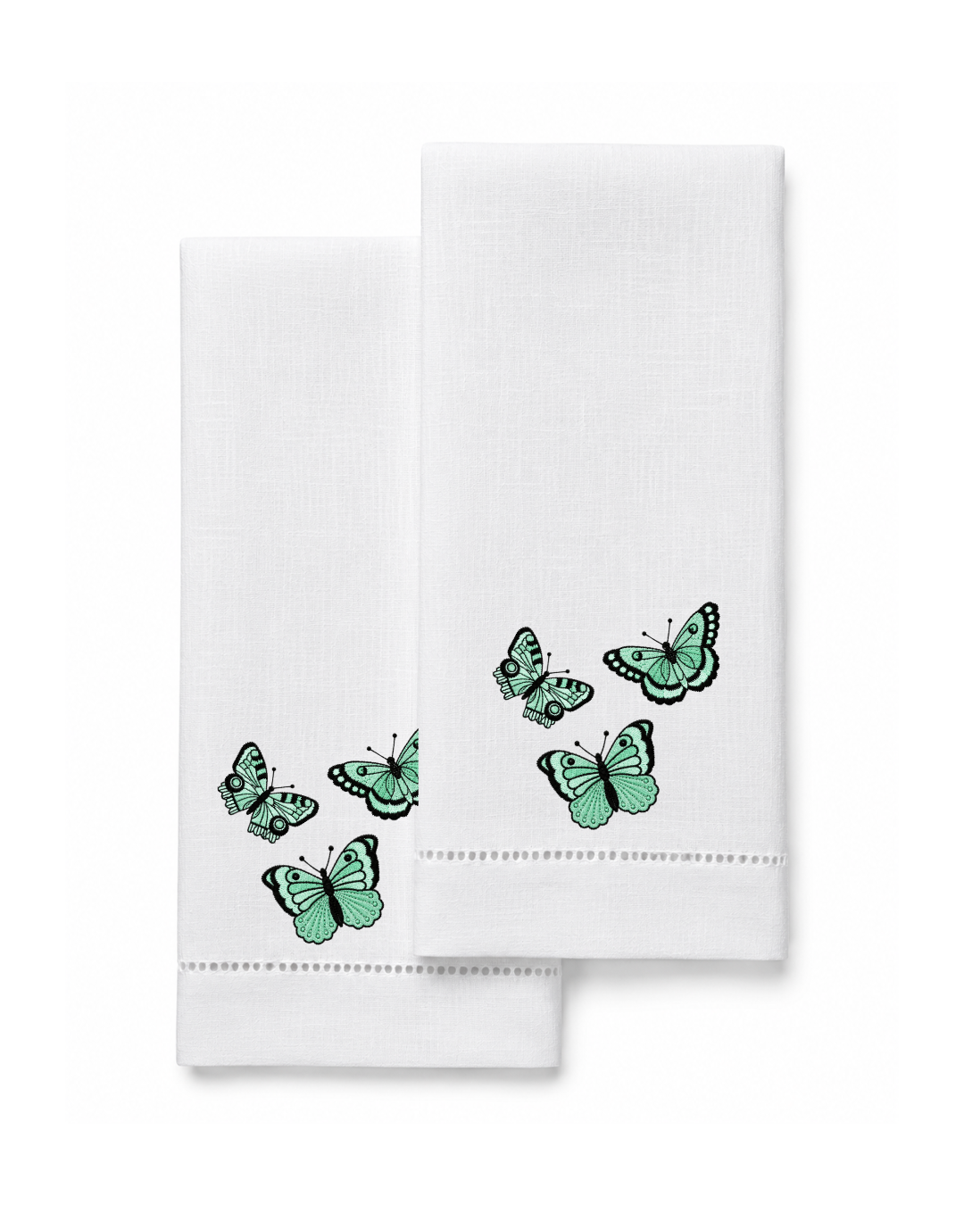 Bordado de Mariposas Verde Menta