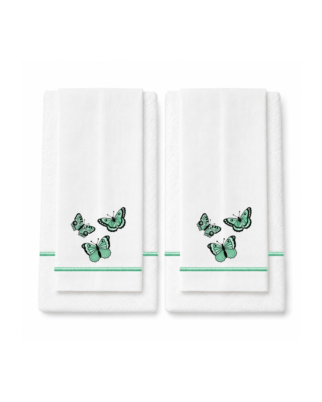 Bordado de Mariposas Verde Menta