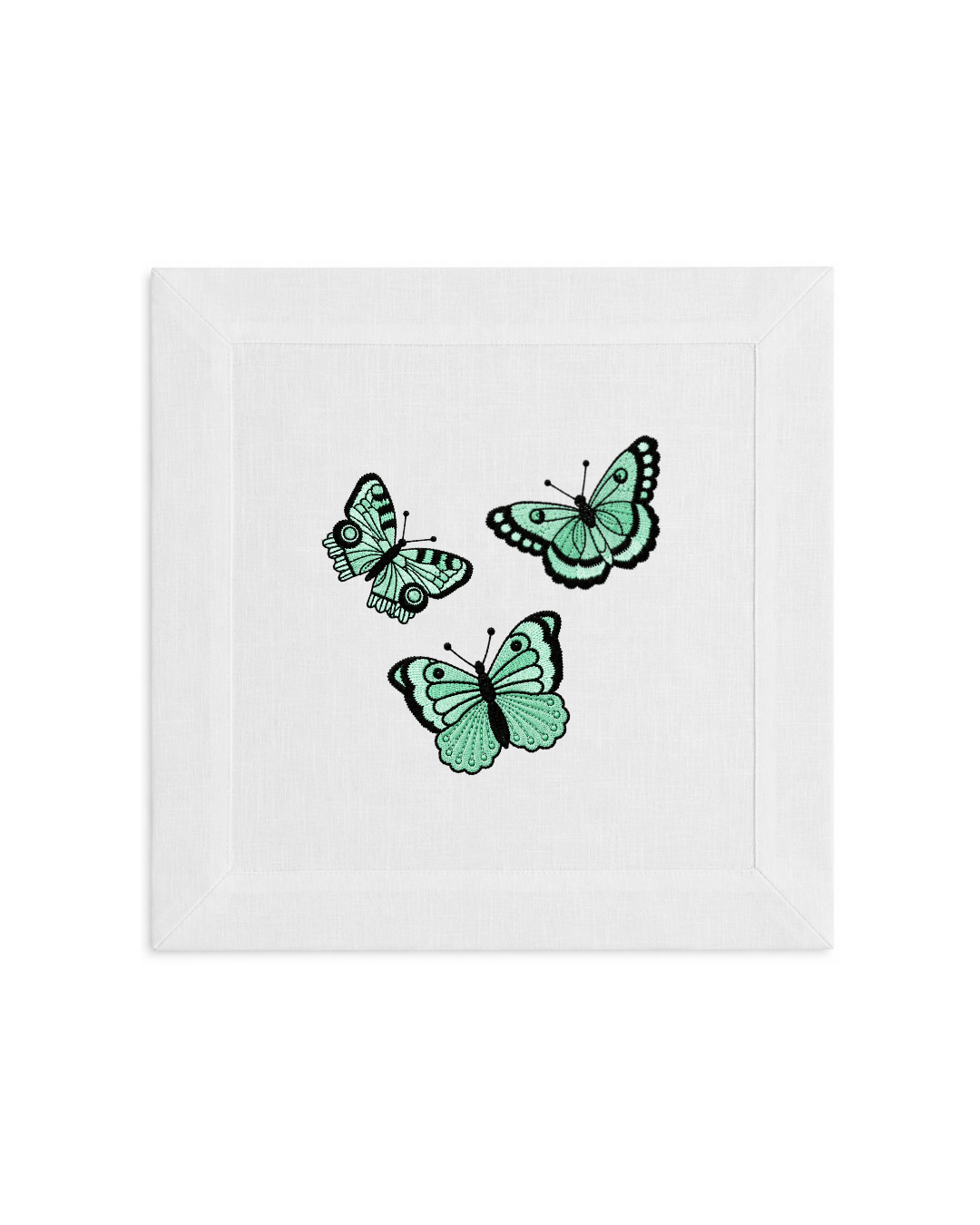 Bordado de Mariposas Verde Menta