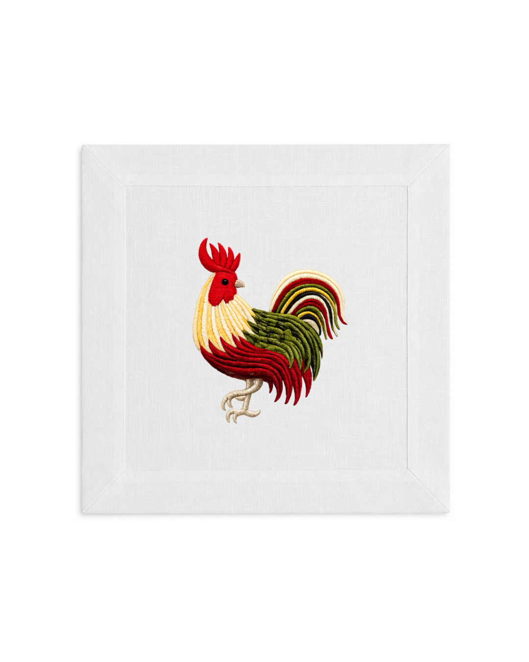 Bordado de Gallo l Café y Verde