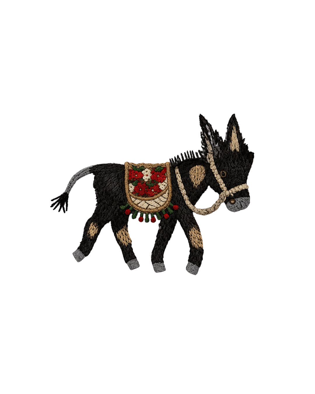Bordado de Burro con canasto l Negro