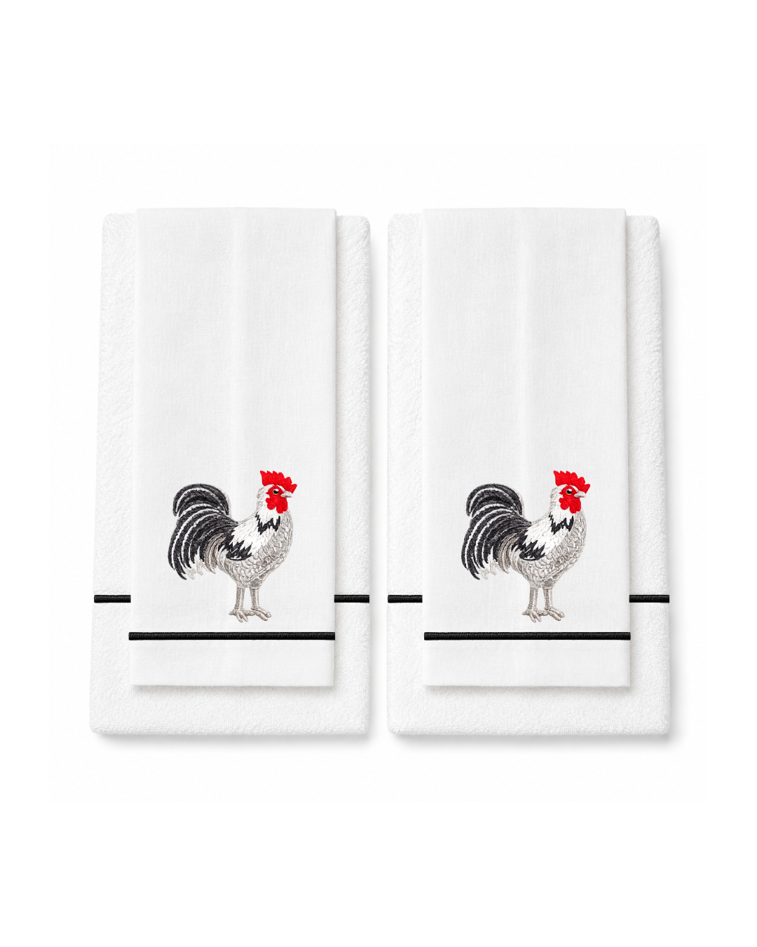 Bordado de Gallo l Gris y Negro