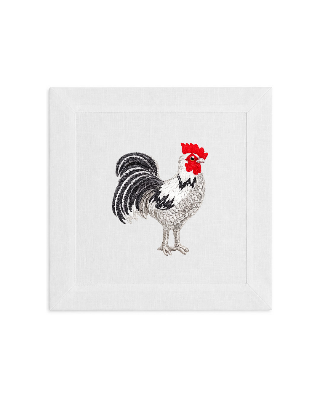 Bordado de Gallo l Gris y Negro