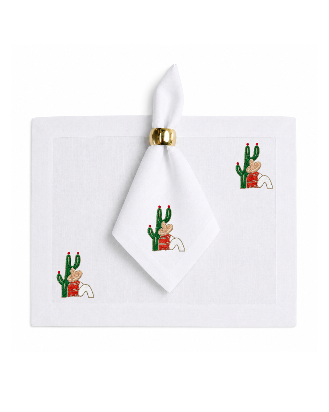 Bordado de Campesino con nopal l Rojo