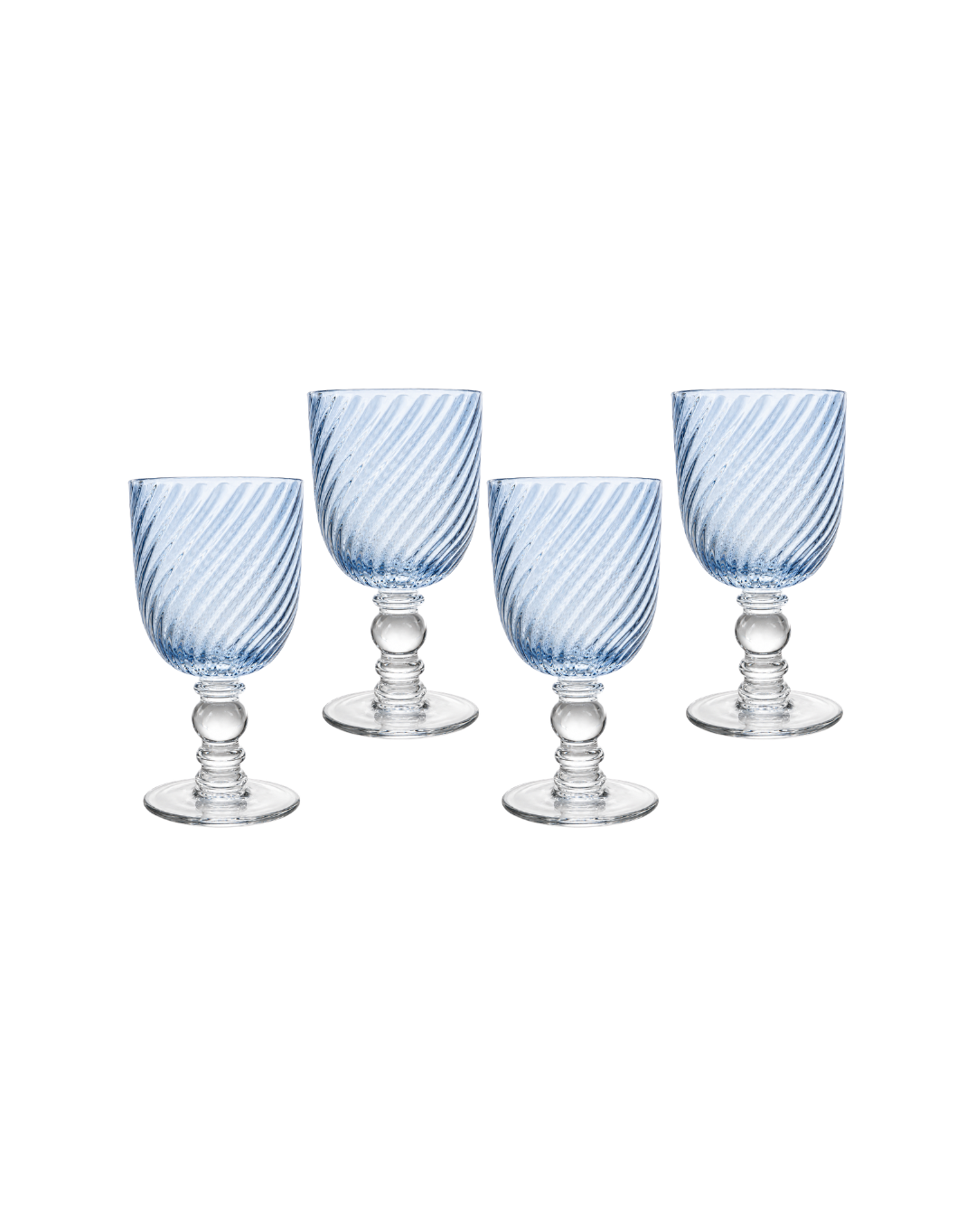 Juego de 4 Copas con lineas diagonales l Color Azul