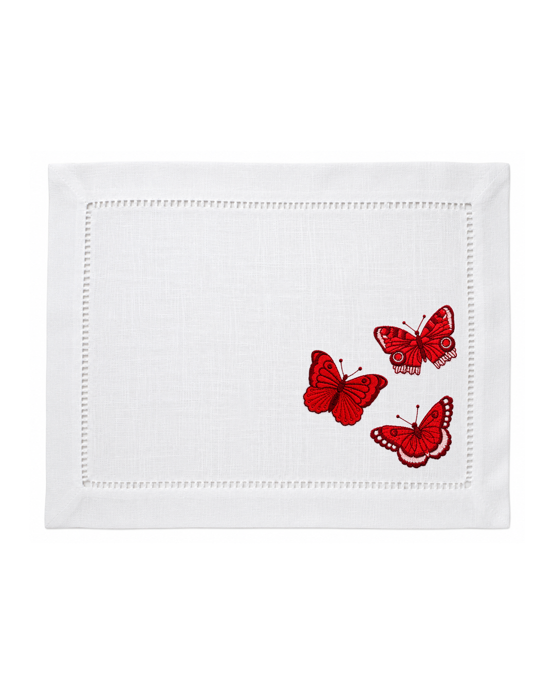 Bordado de Mariposas Rojas
