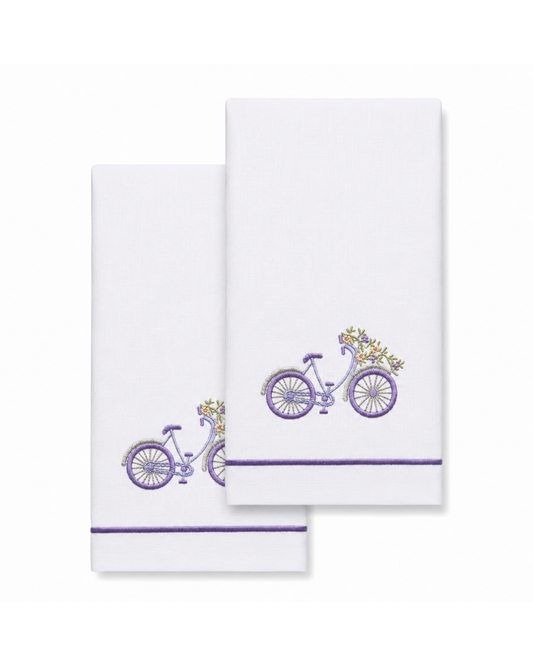 Par toallas de lino bicicleta morada