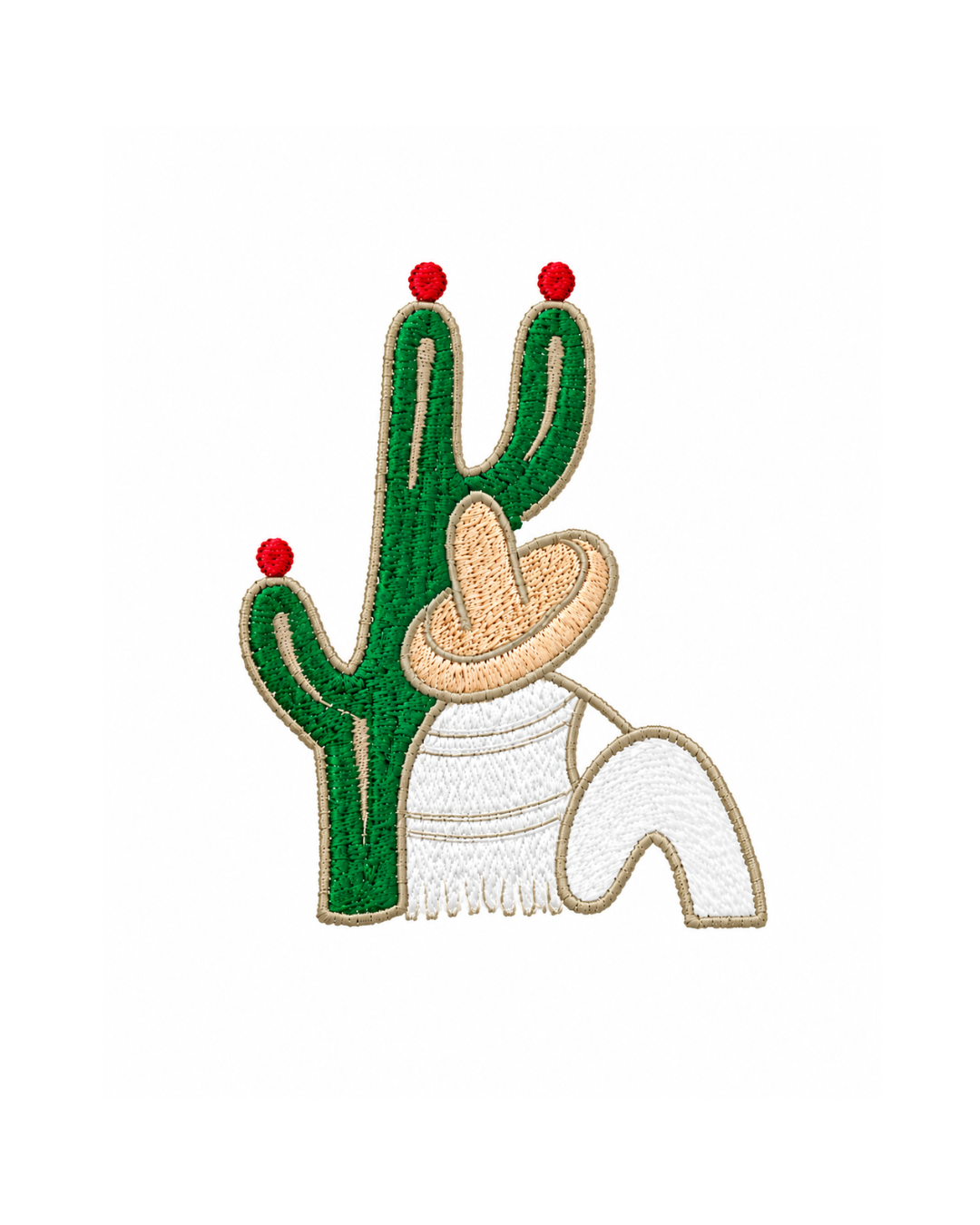 Bordado de Campesino con nopal l Blanco