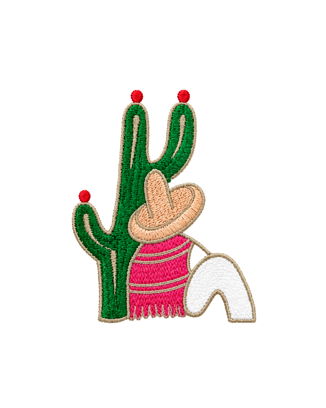 Bordado de Campesino con nopal l Rosa mexicano