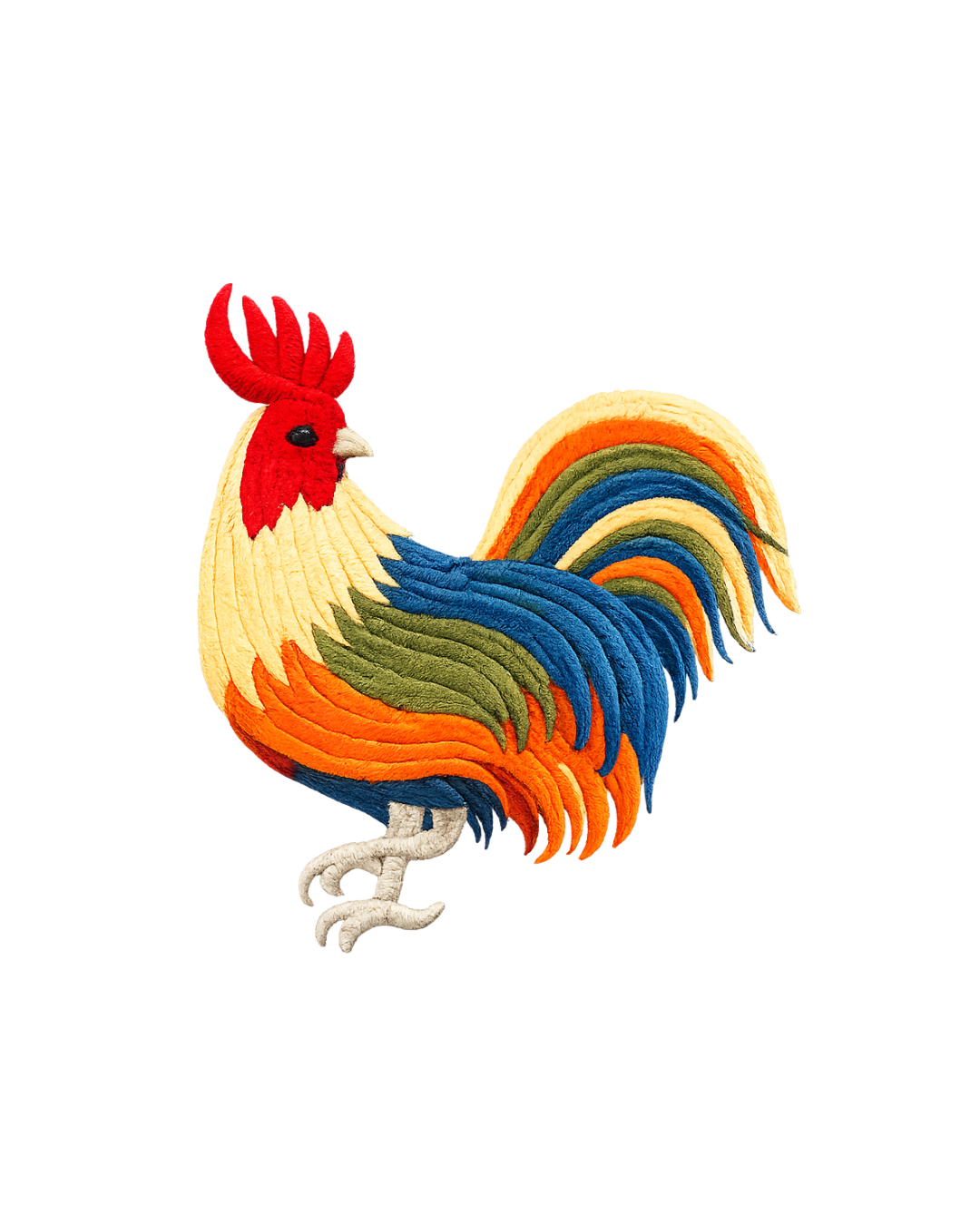 Bordado de Gallo l Amarilo y Azul