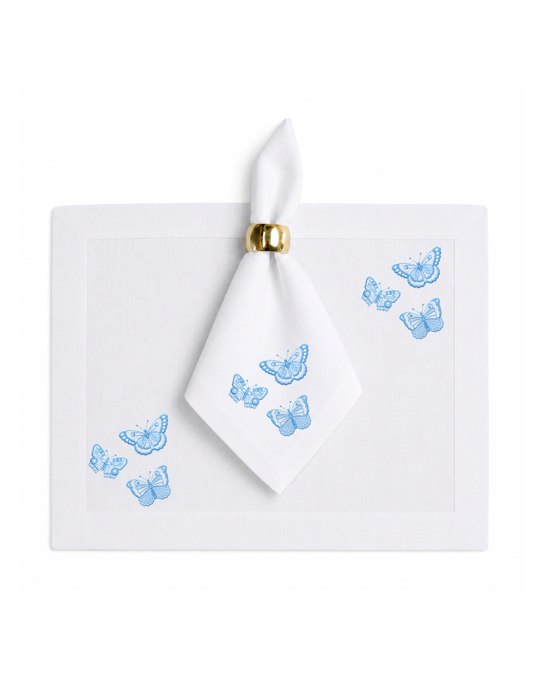 Bordado de Mariposas Azul cielo