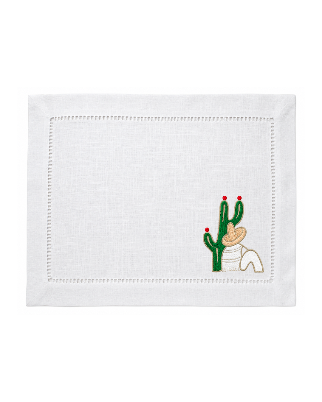 Bordado de Campesino con nopal l Blanco