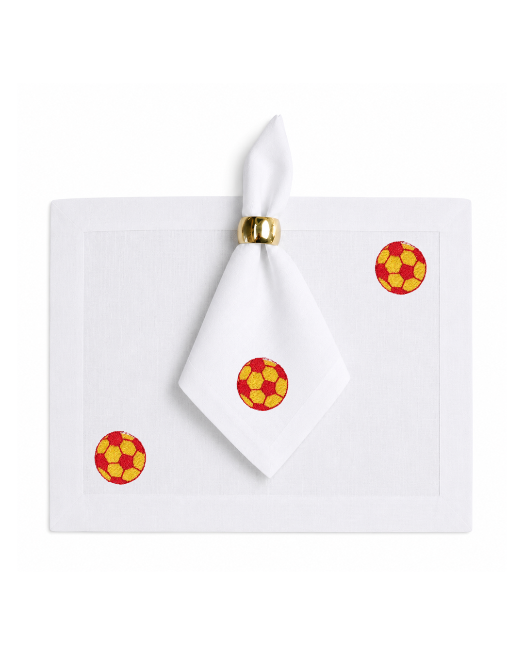 Bordado de Pelota de Fútbol Amarillo/ Rojo