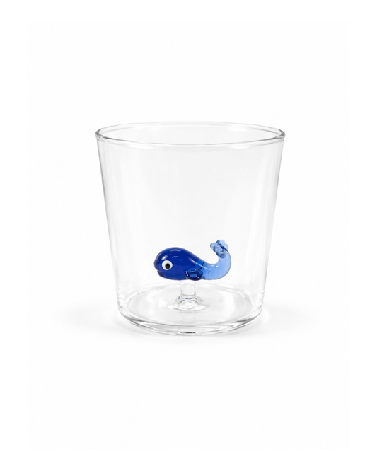 Set de 4 vasos de cristal con detalle de Ballena