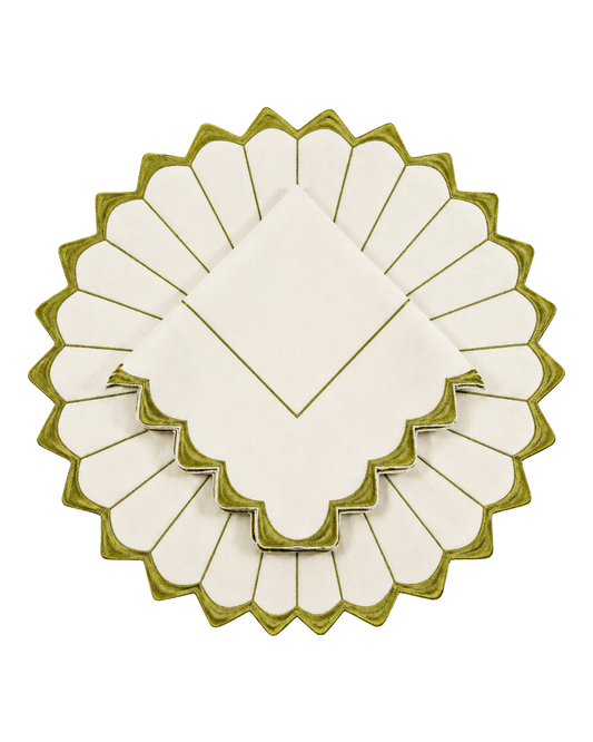 Juego de 4 Individuales con Servilletas l Redondos Sol Verde