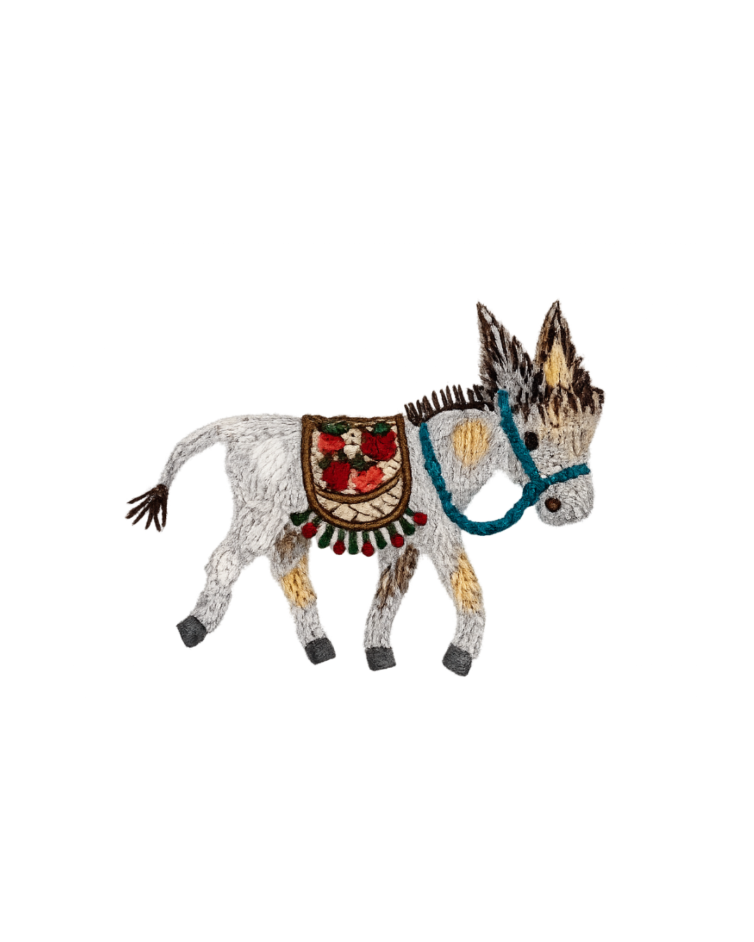 Bordado de Burro con canasto l Gris