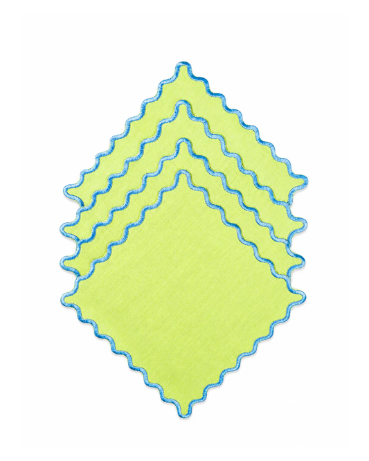 Juego de 4 servilletas de cocktail cuadradas l Color Verde