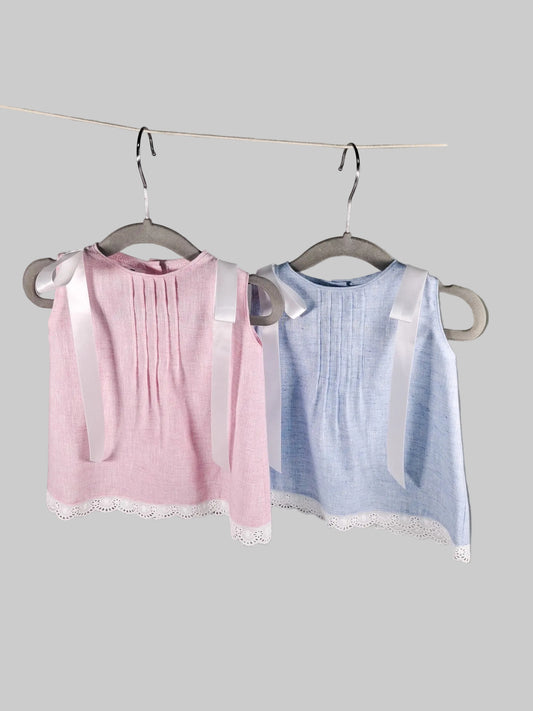 Vestido lino con encaje