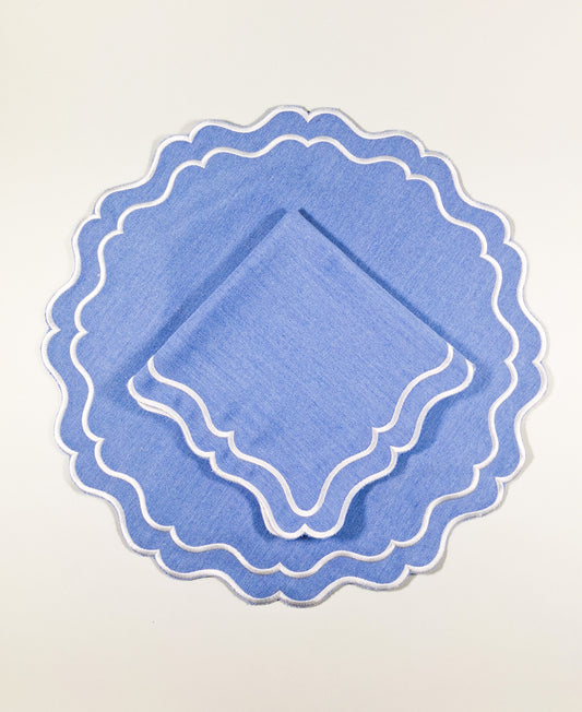 Juego de Individuales con Servilleta Waterproof l Azul Claro