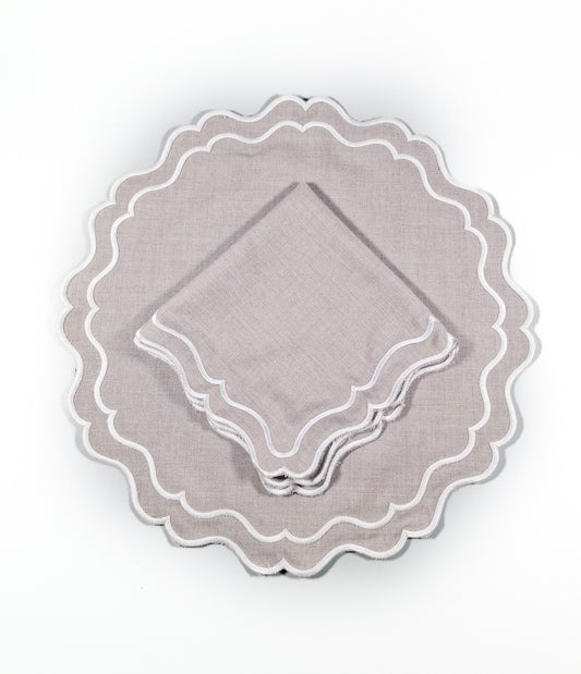 Juego de Individuales con Servilleta Waterproof l Gris