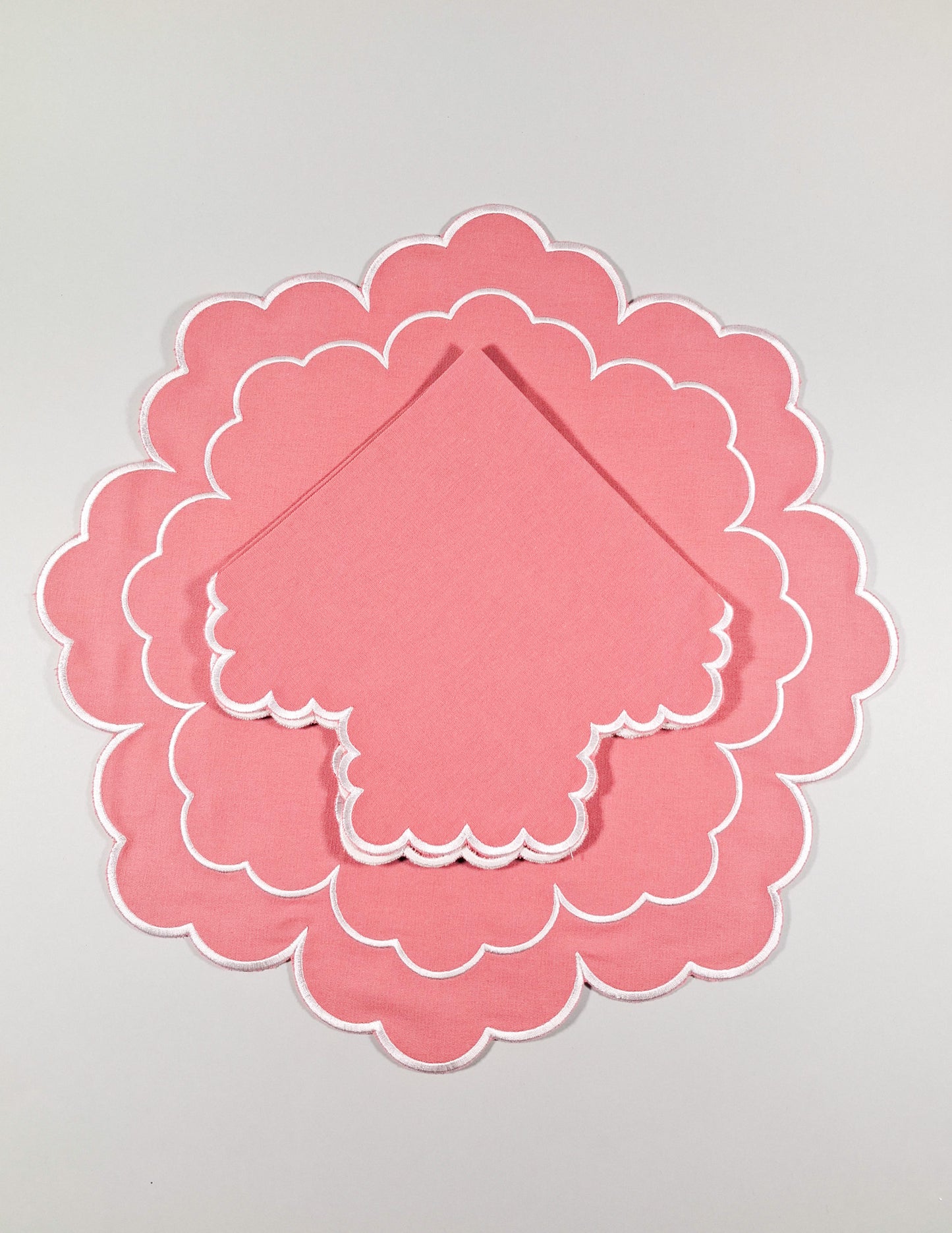 Juego de Individuales con Servilleta l Redondos Rosa