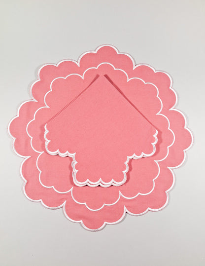 Juego de Individuales con Servilleta l Redondos Rosa