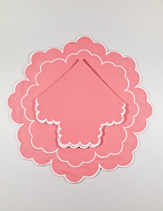 Juego de Individuales con Servilleta l Redondos Rosa