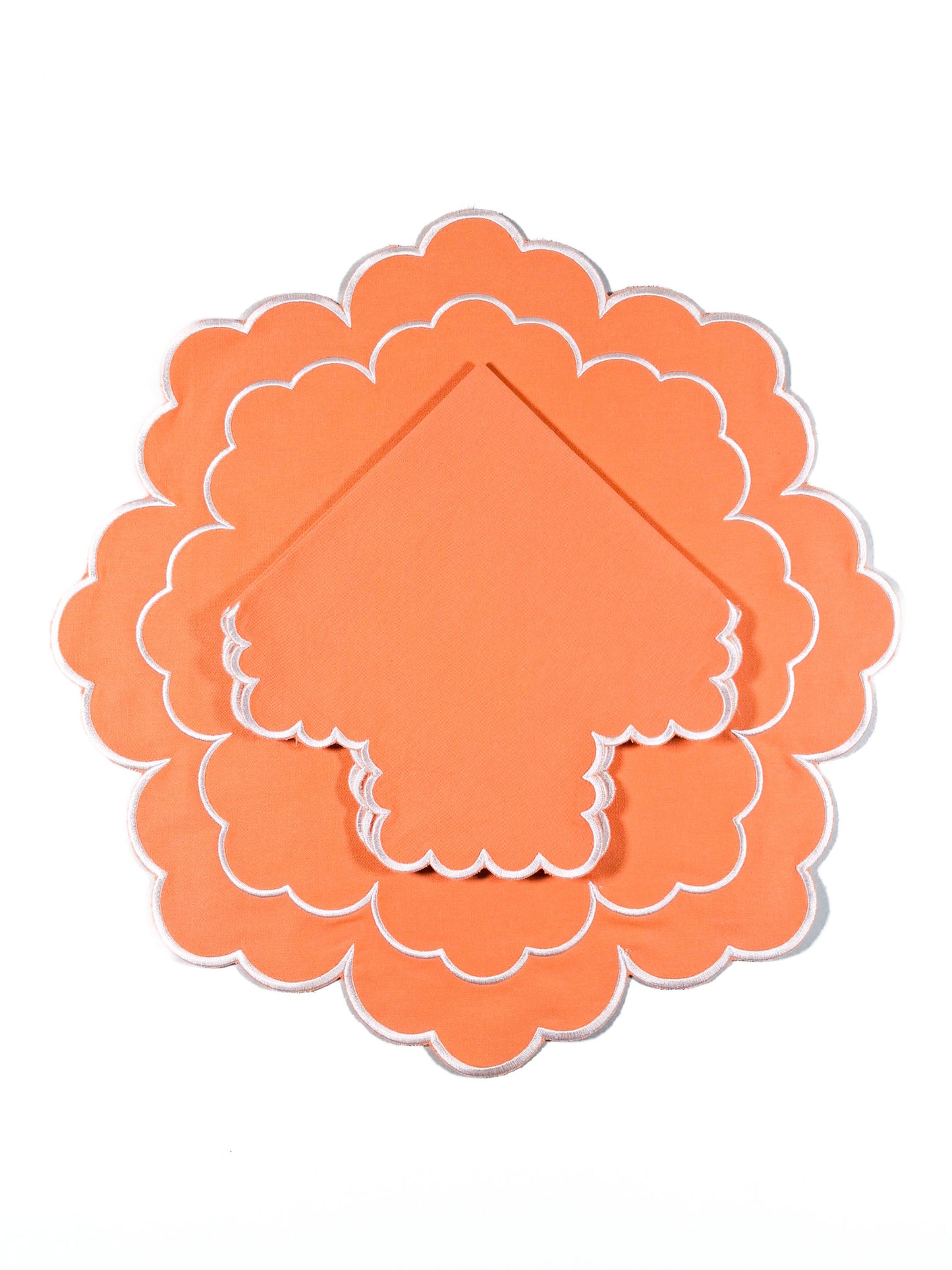 Juego de Individuales con Servilleta l Redondos Naranja