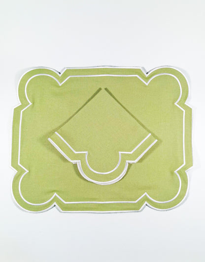 Juego de Individuales con Servilleta l Rectangular verde