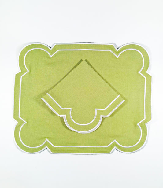 Juego de Individuales con Servilleta l Rectangular verde
