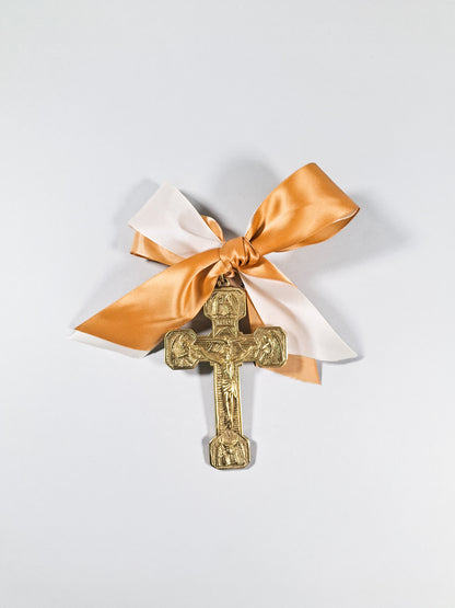 Cruz Dorada con moño dorado