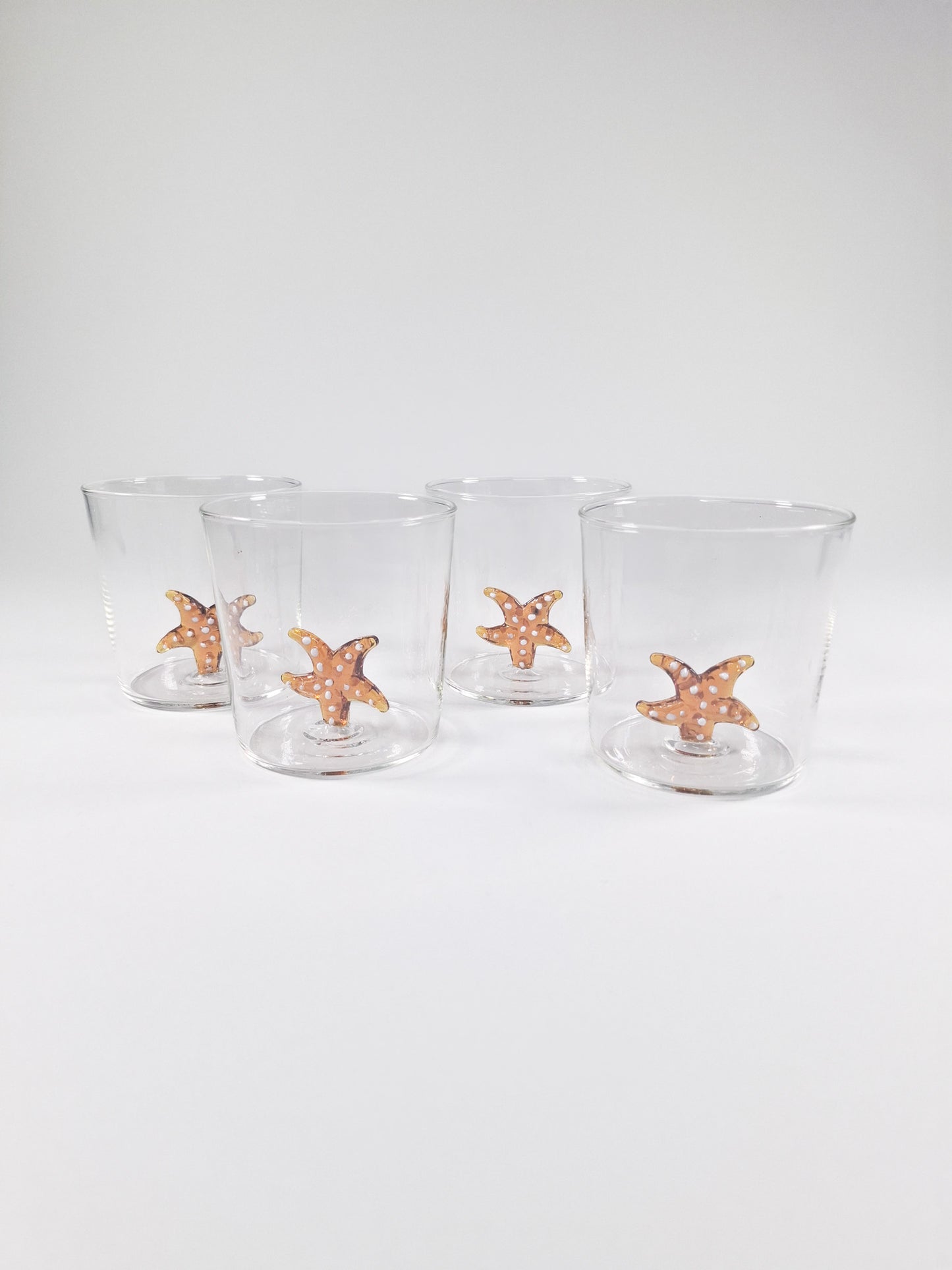 Set de 4 vasos de cristal con detalle de Estrella