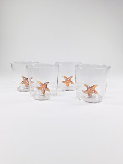 Set de 4 vasos de cristal con detalle de Estrella