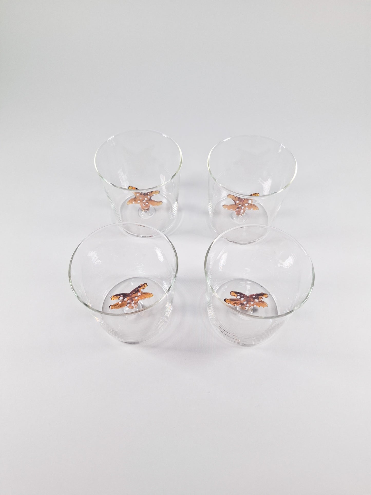 Set de 4 vasos de cristal con detalle de Estrella