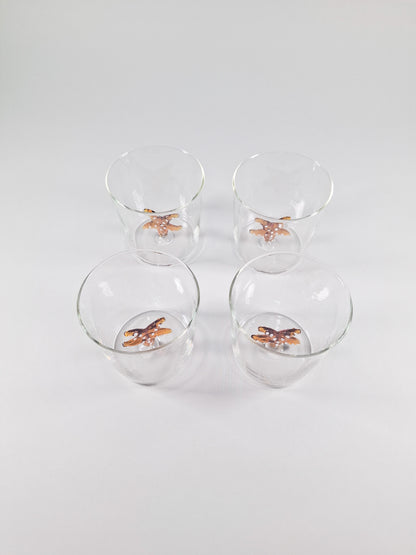 Set de 4 vasos de cristal con detalle de Estrella